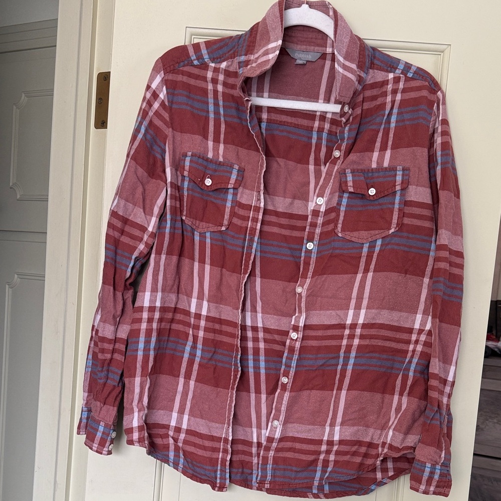 Brown Plaid Button-Up Shirt